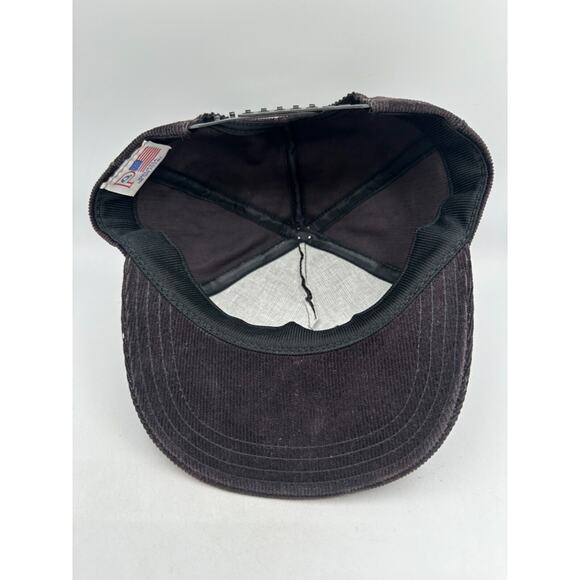 Vtg P Brand Corduroy Hat Snapback Cubix Corporation Black Patch Adjustable USA - Picture 6 of 8